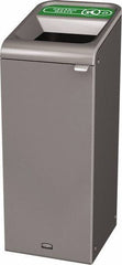 Rubbermaid - 15 Gal Gray Rectangle Decorative Indoor Single Stream Waste Receptacle - Metal, Organic Waste Graphic, 37.965" High x 14.784" Long x 19-1/2" Wide, Lid Included - Eagle Tool & Supply