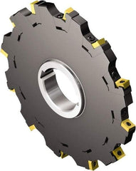 Sandvik Coromant - Arbor Hole Connection, 0.689" Cutting Width, 4.311" Depth of Cut, 12" Cutter Diam, 2-1/2" Hole Diam, 20 Tooth Indexable Slotting Cutter - 2-1/2" Shank Diam, N331.32..Txx Toolholder, N331.32..Txx Insert, Neutral Cutting Direction - Eagle Tool & Supply