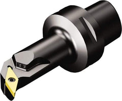 Sandvik Coromant - Left Hand Cut, Size C4, VBMT 332 Insert Compatiblity, Modular Turning & Profiling Cutting Unit Head - 18mm Ctr to Cutting Edge, 90mm Head Length, Through Coolant, Series CoroTurn 107 - Eagle Tool & Supply