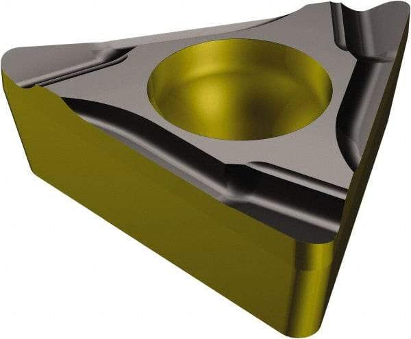 Sandvik Coromant - TCGT221 K Grade 1515 Carbide Turning Insert - TiCN/Al2O3/TiN Finish, 60° Triangle, 1/4" Inscr Circle, 1/8" Thick, 1/64" Corner Radius - Eagle Tool & Supply