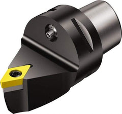 Sandvik Coromant - Neutral Cut, Size C4, DCMT 3(2.5)2 Insert Compatiblity, Modular Turning & Profiling Cutting Unit Head - 0.5mm Ctr to Cutting Edge, 50mm Head Length, Through Coolant, Series CoroTurn 107 - Eagle Tool & Supply