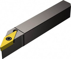 Sandvik Coromant - QS-SVABR/L, Right Hand Cut, 0° Lead Angle, 12mm Shank Height x 12mm Shank Width, Neutral Rake Indexable Turning Toolholder - 70mm OAL, VBMT 11 03 04, VBMT 221 Insert Compatibility, Series CoroTurn 107 - Eagle Tool & Supply