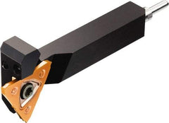 Sandvik Coromant - QS, External, Right Hand, 6.4mm Max Depth of Cut, Indexable Grooving Tool Holder - N123T3-0150-CM Insert Compatibility, 16mm Shank Height, 16mm Shank Width, 70mm OAL, Through Coolant - Eagle Tool & Supply