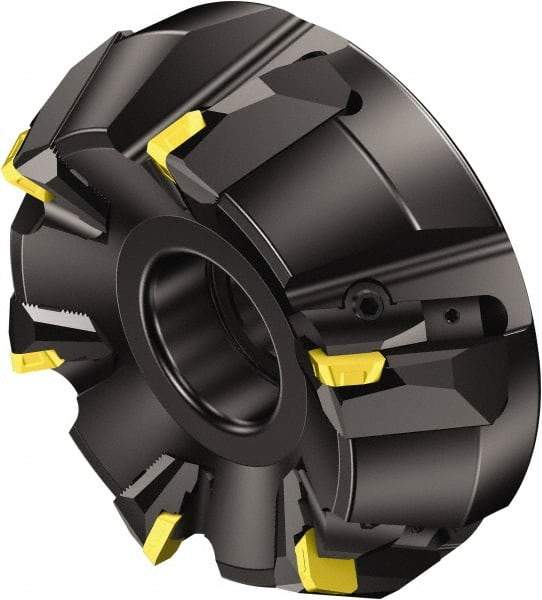 Sandvik Coromant - 200mm Cut Diam, 60mm Arbor Hole, 13mm Max Depth of Cut, 60° Indexable Chamfer & Angle Face Mill - 8 Inserts, 360R-1906 Insert, Right Hand Cut, Series CoroMill 360 - Eagle Tool & Supply
