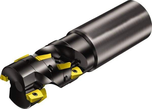 Sandvik Coromant - 32mm Cut Diam, 1.4173" Max Depth of Cut, 25mm Shank Diam, 4.2913" OAL, Indexable Square Shoulder End Mill - Multiple Insert Styles, Cylindrical Shank, 90° Lead Angle, Through Coolant, Series CoroMill 390 - Eagle Tool & Supply