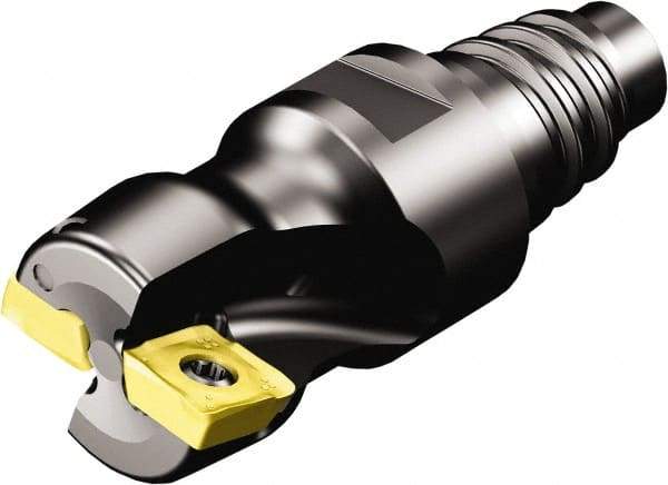 Sandvik Coromant - 4 Inserts, 1-1/4" Cut Diam, 0.9646" Arbor Diam, 0.216" Max Depth of Cut, Indexable Square-Shoulder Face Mill - 90° Lead Angle, 1.378" High, 490R-08T308 Insert Compatibility, Through Coolant, Series CoroMill 490 - Eagle Tool & Supply