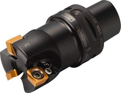 Sandvik Coromant - 3 Inserts, 40mm Cut Diam, 32mm Arbor Diam, 11mm Max Depth of Cut, Indexable Square-Shoulder Face Mill - 90° Lead Angle, 55mm High, R590-1105.. Insert Compatibility, Through Coolant, Series CoroMill Century - Eagle Tool & Supply