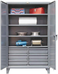 Strong Hold - 4 Shelf 6 Bin Locking Storage Cabinet - Steel, 72" Wide x 24" Deep x 72" High, Dark Gray - Eagle Tool & Supply