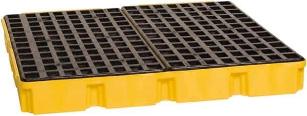 Eagle - 61 Gal Sump, 10,000 Lb Capacity, 4 Drum, Polyethylene Platform - 52-1/2" Long x 51-1/2" Wide x 6-1/2" High, Yellow, Liftable Fork, Low Profile, Vertical, 2 x 2 Drum Configuration - Eagle Tool & Supply