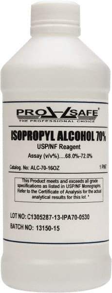 PRO-SAFE - 16 oz Isopropyl Alcohol Liquid - Comes in Bottle, 70% Isopropyl Alcohol - Eagle Tool & Supply