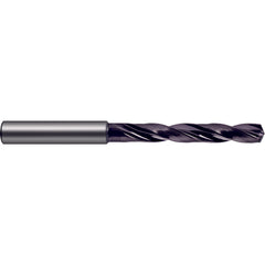 #3 Dia. × 6 mm Shank × 44 mm Flute Length × 82 mm OAL, 5xD, 140°, nano-FIREX, 2 Flute, Coolant Thru, Solid Carbide Drill - Exact Industrial Supply