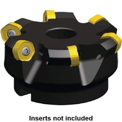 Kennametal - 88.15mm Cut Diam, 27mm Arbor Hole, 3.2mm Max Depth of Cut, 45° Indexable Chamfer & Angle Face Mill - 5 Inserts, HNGJ 0604... Insert, Right Hand Cut, 5 Flutes, Through Coolant, Series Dodeka Mini - Eagle Tool & Supply