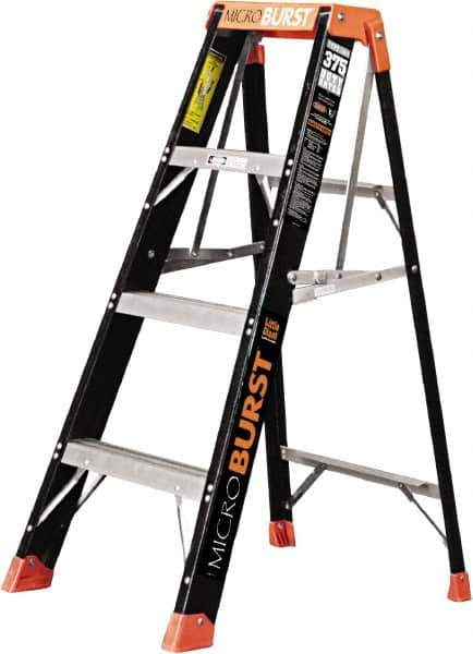 Little Giant Ladder - 3 Steps, 4' High, Type IAA Rating, Fiberglass Multi-Use Ladder - 375 Lb Load Capacity, 31" Base Width - Eagle Tool & Supply