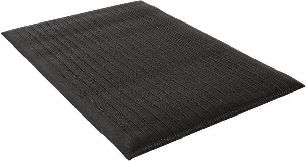 Wearwell - 3' Long x 2' Wide, Dry Environment, Anti-Fatigue Matting - Black, Vinyl with Vinyl Sponge Base, Rounded on 4 Sides - Eagle Tool & Supply