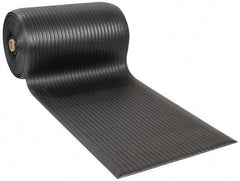 Wearwell - 60' Long x 3' Wide, Dry Environment, Anti-Fatigue Matting - Black, Vinyl with Vinyl Sponge Base, Rounded on 4 Sides - Eagle Tool & Supply