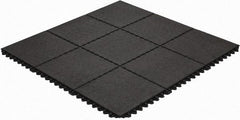 Wearwell - 3' Long x 3' Wide x 5/8" Thick, Anti-Fatigue Modular Matting Tiles - 4 Interlocking Sides, Black, For Dry Areas, Series 570 - Eagle Tool & Supply