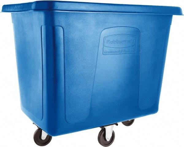 Rubbermaid - 500 Lb Load Capacity, 16 Cu Ft, 12.9 Bushels, Polyethylene Cube Truck - 31" Wide x 43-3/4" Long x 37" High, Dark Blue - Eagle Tool & Supply