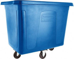 Rubbermaid - 500 Lb Load Capacity, 16 Cu Ft, 12.9 Bushels, Polyethylene Cube Truck - 31" Wide x 43-3/4" Long x 37" High, Dark Blue - Eagle Tool & Supply