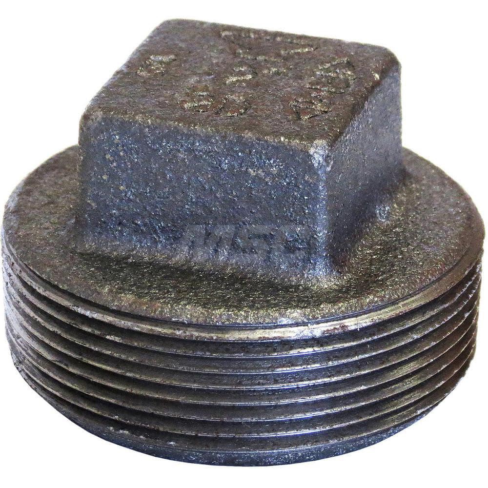 Black Square Plug: 1/2″, 125 psi, Threaded Cast Iron, Black Finish, Class 125