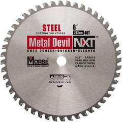 M.K. MORSE - 8" Diam, 5/8" Arbor Hole Diam, 48 Tooth Wet & Dry Cut Saw Blade - Steel, Standard Round Arbor - Eagle Tool & Supply