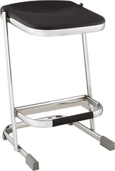 NPS - 24 Inch High, Stationary Fixed Height Stool - 16-1/4 Inch Deep x 16-3/4 Inch Wide, Plastic Seat, Black and Chrome - Eagle Tool & Supply