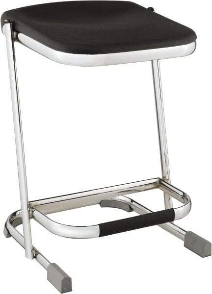 NPS - 22 Inch High, Stationary Fixed Height Stool - 16-1/4 Inch Deep x 16-3/4 Inch Wide, Plastic Seat, Black and Chrome - Eagle Tool & Supply