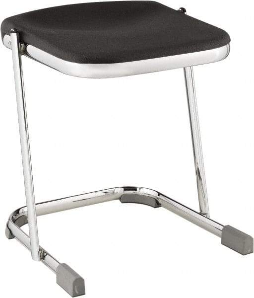 NPS - 18 Inch High, Stationary Fixed Height Stool - 16-1/4 Inch Deep x 16-3/4 Inch Wide, Plastic Seat, Black and Chrome - Eagle Tool & Supply