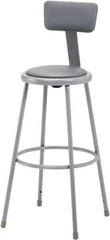 NPS - 30 Inch High, Stationary Fixed Height Stool with Adjustable Height Backrest - 16-1/2 Inch Deep x 16-1/2 Inch Wide, Vinyl Seat, Gray - Eagle Tool & Supply