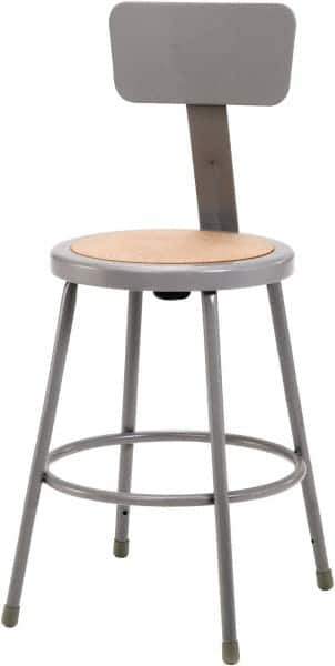 NPS - 24 Inch High, Stationary Fixed Height Stool with Adjustable Height Back - 16-1/8 Inch Deep x 16-1/8 Inch Wide, Hardboard Seat, Gray and Brown - Eagle Tool & Supply