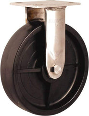 Albion - 8" Diam x 2" Wide x 10-1/8" OAH Top Plate Mount Rigid Caster - Nylon, 900 Lb Capacity, Delrin Bearing, 4 x 4-1/2" Plate - Eagle Tool & Supply