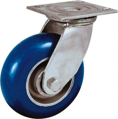 Albion - 6" Diam x 2" Wide x 7-1/2" OAH Top Plate Mount Swivel Caster - Neoprene Donut Tread over Aluminum Hub, 700 Lb Capacity, Precision Ball Bearing, 4 x 4-1/2" Plate - Eagle Tool & Supply