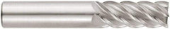 Niagara Cutter - 9/16", 1-1/2" LOC, 9/16" Shank Diam, 3-1/2" OAL, 5 Flute, Solid Carbide Square End Mill - Single End, Uncoated, Spiral Flute, 45° Helix, Centercutting, Right Hand Cut, Right Hand Flute, Series S545 - Eagle Tool & Supply