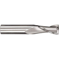 SGS - 8mm, 16mm LOC, 8mm Shank Diam, 63mm OAL, 2 Flute, Solid Carbide Square End Mill - Single End, Uncoated, Spiral Flute, 30° Helix, Centercutting, Right Hand Cut, Right Hand Flute, Series 52M - Eagle Tool & Supply