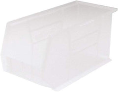 Akro-Mils - 60 Lb. Load Capacity, 18" Deep, Clear Polymer Hopper Stacking Bin - 9" High x 8-1/4" Wide x 18" Long - Eagle Tool & Supply