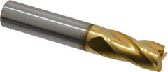 OSG - 1/2", 1" LOC, 1/2" Shank Diam, 3" OAL, 4 Flute, Solid Carbide Square End Mill - Single End, TiN Finish, Spiral Flute, 30° Helix, Centercutting, Right Hand Cut, Right Hand Flute, Series 404 - Eagle Tool & Supply