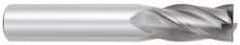 OSG - 3/8", 1" LOC, 3/8" Shank Diam, 4" OAL, 4 Flute, Solid Carbide Square End Mill - Single End, TiCN Finish, Spiral Flute, 30° Helix, Centercutting, Right Hand Cut, Right Hand Flute, Series 484 - Eagle Tool & Supply