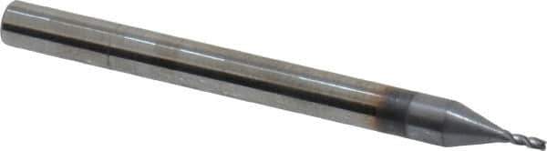 OSG - 1/32", 5/64" LOC, 1/8" Shank Diam, 1-1/2" OAL, 4 Flute, Solid Carbide Square End Mill - Single End, TiCN Finish, Spiral Flute, 30° Helix, Centercutting, Right Hand Cut, Right Hand Flute, Series 414 - Eagle Tool & Supply