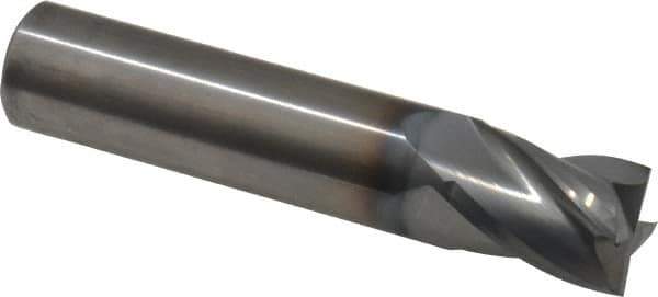 OSG - 1/2", 5/8" LOC, 1/2" Shank Diam, 2-1/2" OAL, 4 Flute, Solid Carbide Square End Mill - Single End, TiCN Finish, Spiral Flute, 30° Helix, Centercutting, Right Hand Cut, Right Hand Flute, Series 414 - Eagle Tool & Supply