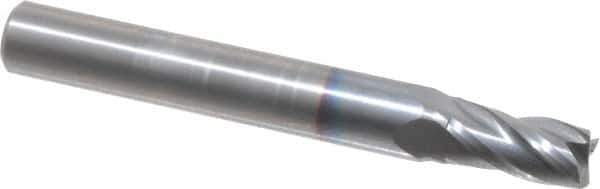 OSG - 7/32", 7/16" LOC, 1/4" Shank Diam, 2" OAL, 4 Flute, Solid Carbide Square End Mill - Single End, TiCN Finish, Spiral Flute, 30° Helix, Centercutting, Right Hand Cut, Right Hand Flute, Series 414 - Eagle Tool & Supply