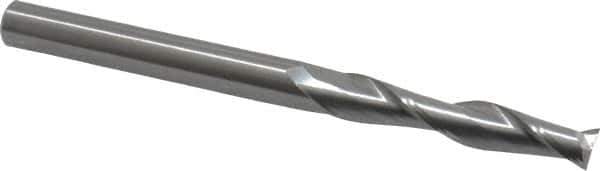 OSG - 8mm, 42mm LOC, 8mm Shank Diam, 102mm OAL, 2 Flute, Solid Carbide Square End Mill - Single End, Uncoated, Spiral Flute, 30° Helix, Centercutting, Right Hand Cut, Right Hand Flute, Series 482 - Eagle Tool & Supply