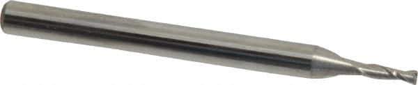 OSG - 1.4mm, 0.171" LOC, 1/8" Shank Diam, 1-1/2" OAL, 2 Flute, Solid Carbide Square End Mill - Single End, Uncoated, Spiral Flute, 30° Helix, Centercutting, Right Hand Cut, Right Hand Flute, Series 492 - Eagle Tool & Supply