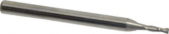 OSG - 1.4mm, 0.171" LOC, 1/8" Shank Diam, 1-1/2" OAL, 2 Flute, Solid Carbide Square End Mill - Single End, Uncoated, Spiral Flute, 30° Helix, Centercutting, Right Hand Cut, Right Hand Flute, Series 492 - Eagle Tool & Supply