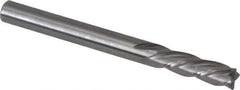 OSG - 3/16", 5/8" LOC, 3/16" Shank Diam, 2" OAL, 4 Flute, Solid Carbide Square End Mill - Single End, Uncoated, Spiral Flute, 30° Helix, Centercutting, Right Hand Cut, Left Hand Flute, Series 447 - Eagle Tool & Supply