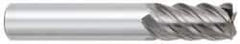 OSG - 3/8", 7/8" LOC, 3/8" Shank Diam, 2-1/2" OAL, 5 Flute, Solid Carbide Square End Mill - Single End, Uncoated, Spiral Flute, 45° Helix, Centercutting, Right Hand Cut, Right Hand Flute, Series 455C - Eagle Tool & Supply