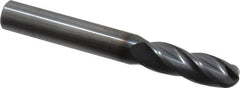 OSG - 3/8" Diam, 1-1/8" LOC, 4 Flute Solid Carbide Ball End Mill - TiCN Finish, Single End, 3" OAL, 3/8" Shank Diam, Spiral Flute - Eagle Tool & Supply