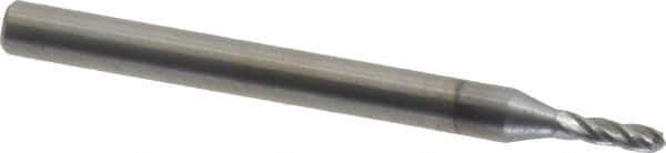 OSG - 1/16" Diam, 3/16" LOC, 4 Flute Solid Carbide Ball End Mill - TiCN Finish, Single End, 1-1/2" OAL, 1/8" Shank Diam, Spiral Flute - Eagle Tool & Supply