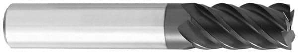 OSG - 1/4", 1-1/4" LOC, 1/4" Shank Diam, 4" OAL, 5 Flute, Solid Carbide Square End Mill - Single End, TiCN Finish, Spiral Flute, 45° Helix, Centercutting, Right Hand Cut, Right Hand Flute, Series 455C - Eagle Tool & Supply