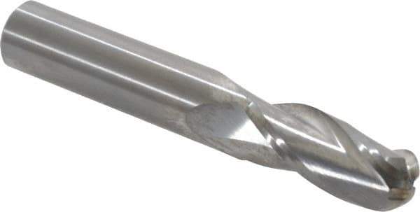 OSG - 7/16" Diam, 1" LOC, 3 Flute Solid Carbide Ball End Mill - Uncoated, Single End, 2-3/4" OAL, 7/16" Shank Diam, Spiral Flute - Eagle Tool & Supply
