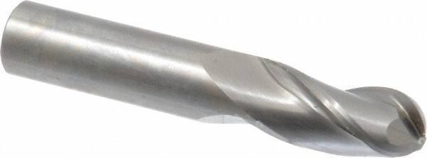 OSG - 5/8" Diam, 1-1/4" LOC, 3 Flute Solid Carbide Ball End Mill - Uncoated, Single End, 3-1/2" OAL, 5/8" Shank Diam, Spiral Flute - Eagle Tool & Supply