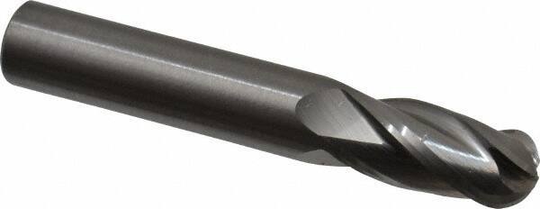 OSG - 12mm Diam, 25mm LOC, 4 Flute Solid Carbide Ball End Mill - Uncoated, Single End, 76mm OAL, 12mm Shank Diam, Spiral Flute - Eagle Tool & Supply